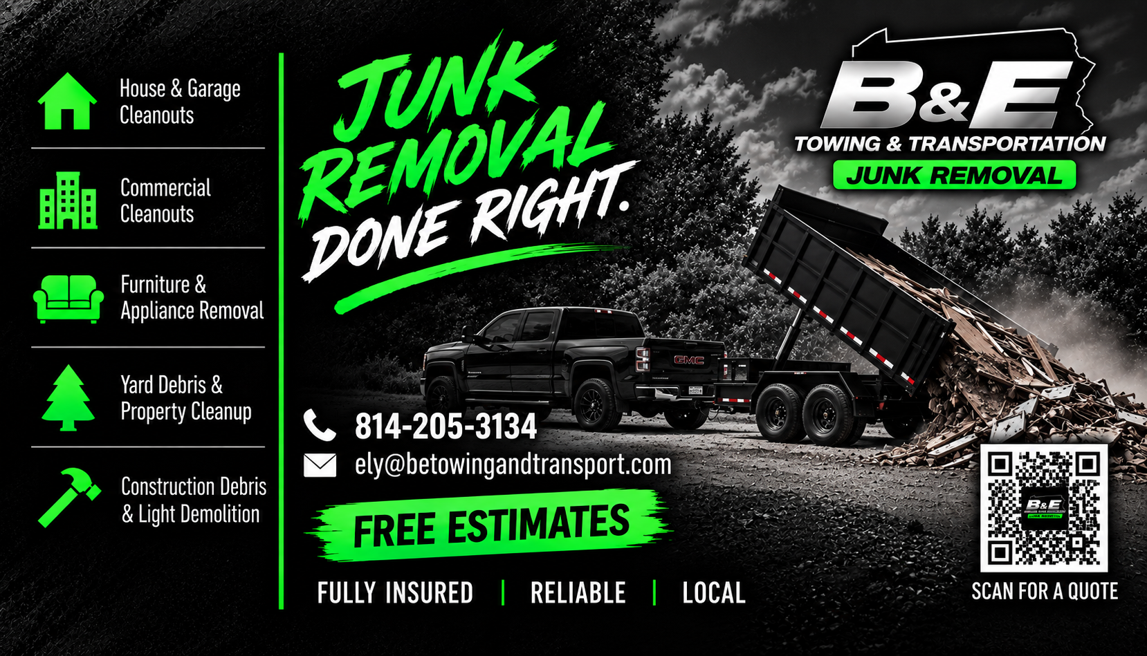 B&E Towing & Transportation junk removal services